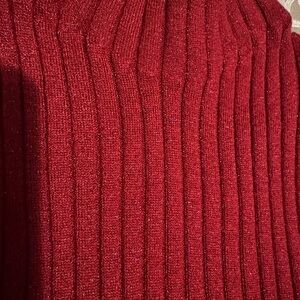 Yessica Premium Red Metallic Ribbed Sweater